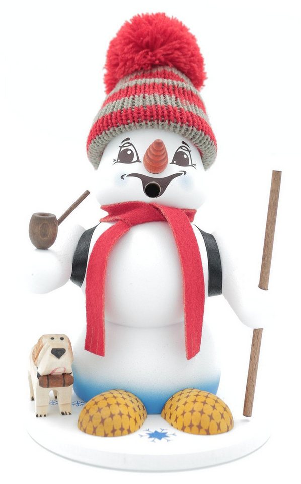Schweda Räuchermännchen - Schneemann Weiß ca. 19cm - Schneemann mit Hund von Schweda