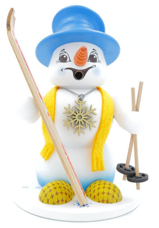Schweda Räuchermännchen - Schneemann Weiß ca.19cm - Skifahrer von Schweda