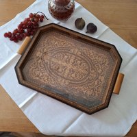 Antikes Holztablett Mit Intarsienarbeit Antikes Holztablett Mit Intarsienarbeit von SchwedenSchaetze