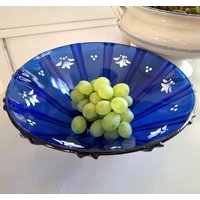 Wunderschöne Handbemalte Tiefblaue Glasschüssel Wunderschöne Handbemalte Tiefblaue Glasschüssel von SchwedenSchaetze