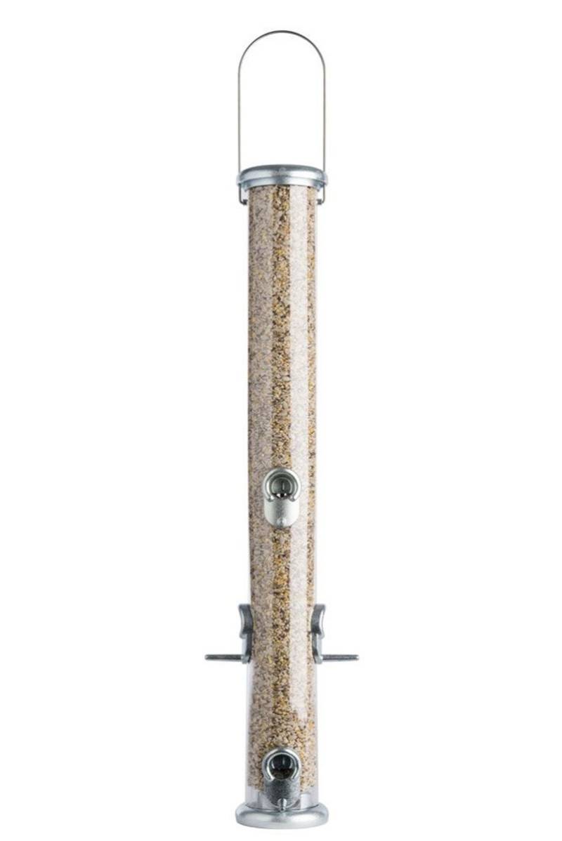 Naturschutzprodukt Futtersäule Ring-Pull Pro maxi silber Inhalt 1,5 l Vogelfutterhaus Höhe 71 cm von Schwegler