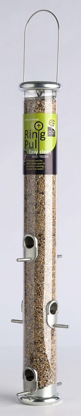 Naturschutzprodukt Futtersäulen Satz 2 Stück Ring-Pull Pro maxi silber Inhalt 1,5 l Vogelprodukt von Schwegler