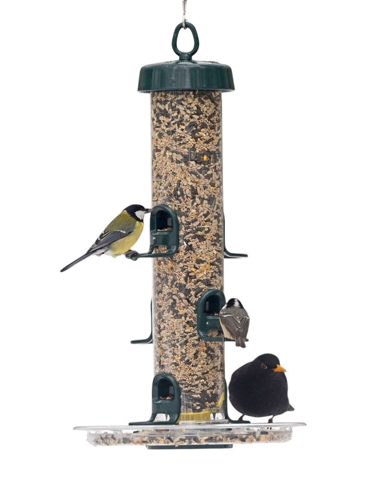 Naturschutzprodukt Satz 2 Stück Futtersäulen Big Easy mit Futterteller Metall H 50 cm Inhalt 2,2 l von Schwegler