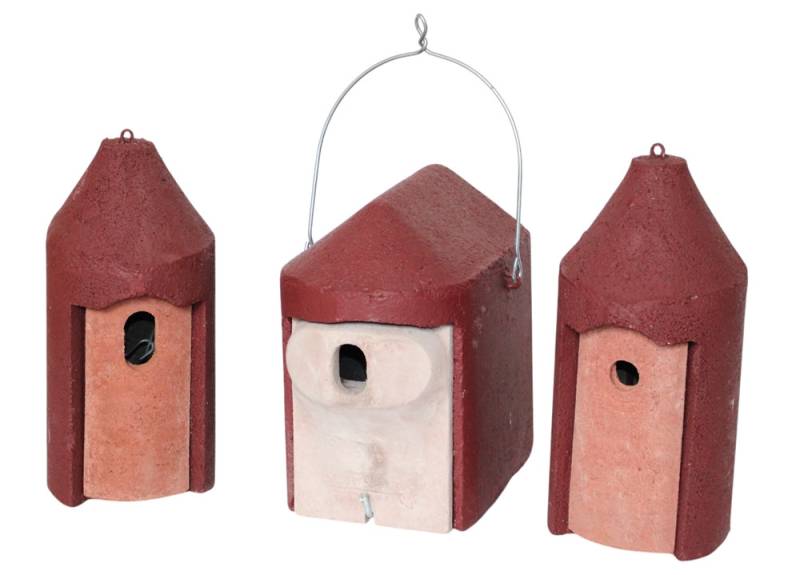 Nisthöhlen Set in Rot 3 Vogelhöhlen 2M oval, 2M 26 mm, 2GR Nisthilfen für Gartenvögel von Schwegler