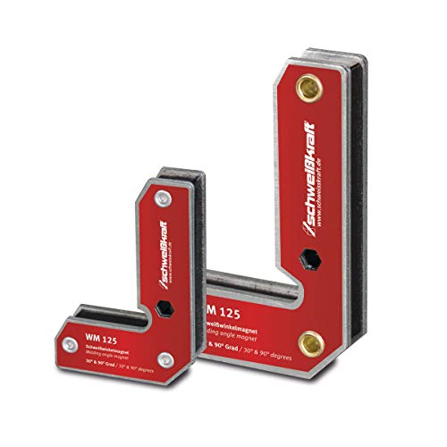 Schweißkraft Winkelmagnete WM 125 (2 Stück, Winkel 90° + 270° / Haltekraft 9 + 14 kg/mit Befestigungslöcher, Schweißwinkel) 1790042 von Schweißkraft