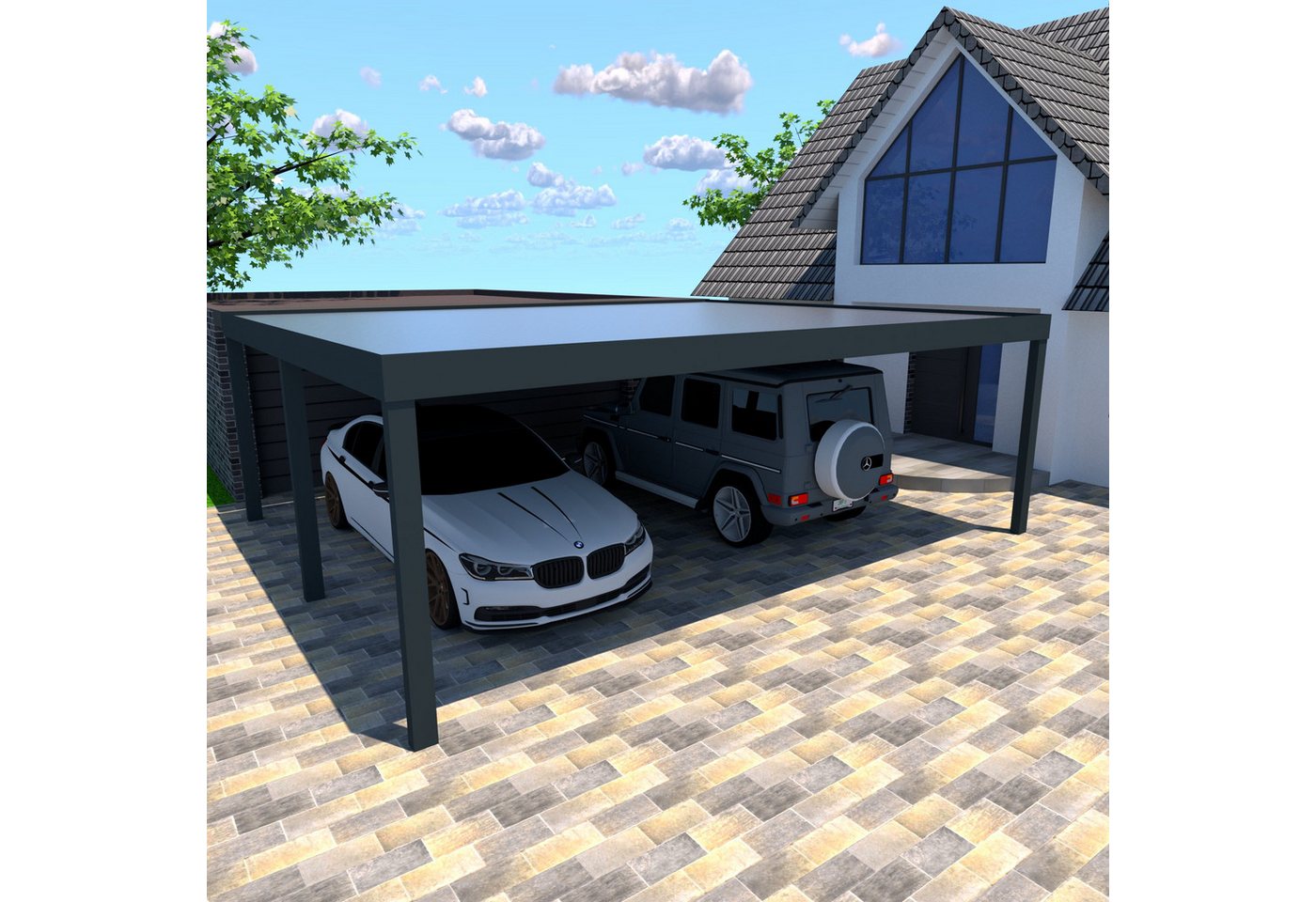 Schweng Doppelcarport Flachdachcarport C600+, BxT: 600x600 cm von Schweng
