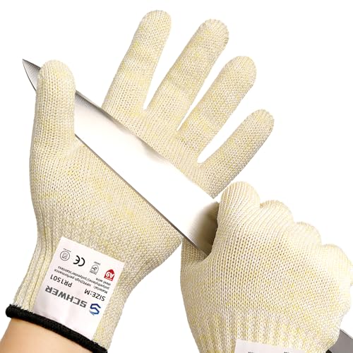 Schwer LEVEL A9/F Schnittschutzhandschuhe, ultimativer Schnittschutz nach den höchsten US-amerikanischen und europäischen Standards, PFAS-frei, zum Schneiden von Fleisch, Austernschütten(beige,L) von Schwer