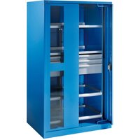 LISTA Schwerlastschrank 54x27E, (BxTxH) 1146x690x1950mm, Einschwenktüren, 3 Schubladen, lichtblau, RFID Lock von Lista