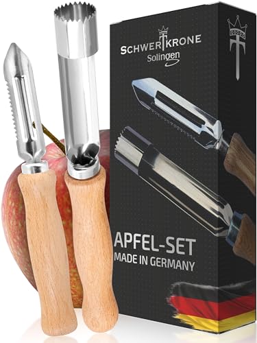 SCHWERTKRONE® Apfelentkerner & Apfelschäler [EDELSTAHL ROSTFREI] – Apfelausstecher Entkerner – Sparschäler - Apfelstecher Ausstecher – Apfelringschneider - Kerngehäuse Ausstecher Apfel (2er Set) von Schwertkrone