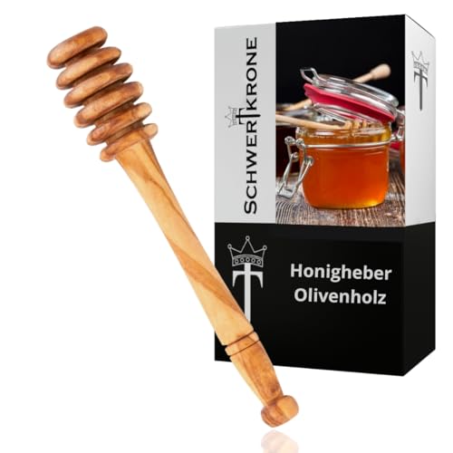 Schwertkrone Honiglöffel Olivenholz- 15cm Honigheber Honigspirale Honigstab Holz von Schwertkrone