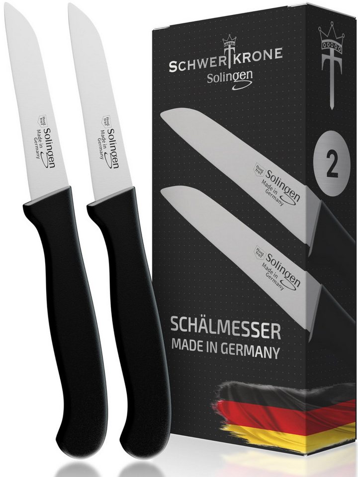 Schwertkrone Kochmesser Messer Solingen Küchenmesser Schälmesser 2er Gemüsemesser, Premium Quality Allzweckmesser Germany rostfrei Dünnschliff von Schwertkrone