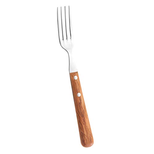 SCHWERTKRONE® Menü Gabel 20 cm [OLIVENHOLZ & EDELSTAHL] - Oliven Holzgriff - Menügabel - Fork - Besteck Gabel mit feinem Holzgriff - Tafelgabel vernietet mit 18/10 Edelstahl von Schwertkrone