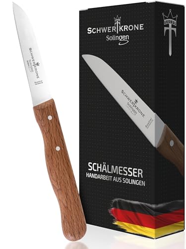 Schwertkrone® Schälmesser gerade Premium [MADE IN SOLINGEN - GERMANY] - Gemüsemesser Obstmesser - Küchenmesser klein scharf - Schneidemesser Kartoffelschälmesser - Allzweckmesser (Klinge: 7,5cm) von Schwertkrone