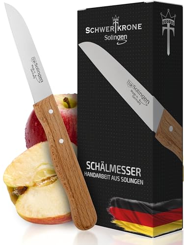 Schwertkrone Messer Holzgriff Buche gerade/Gemüsemesser scharf Küchenmesser Schälmesser Allzweckmesser/Germany rostfrei 3" / Handabzug (1 Stück) von Schwertkrone