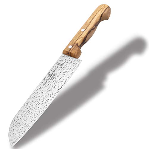 Schwertkrone Santoku Santokumesser Fleischmesser Olivenholzgriff Allzweckmesser Universalmesser (8" Santoku) von Schwertkrone