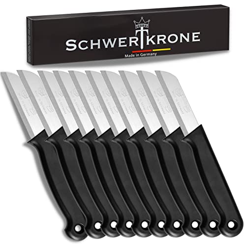 Schwertkrone Schälmesser Set Solingen - 10 Obst- & Gemüse-Messer, Bandstahl, rostfrei, schwarz von Schwertkrone