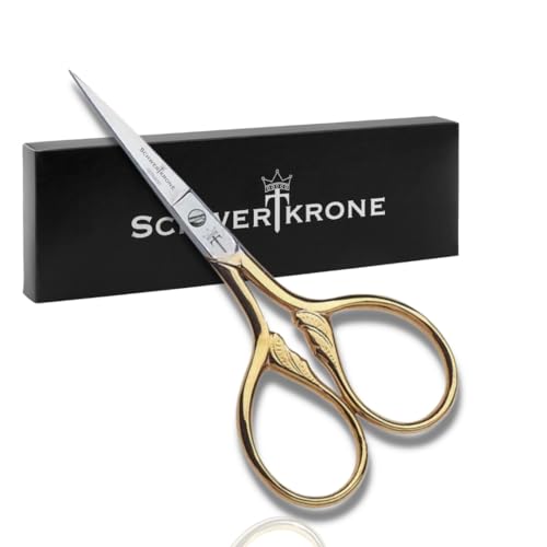 Schwertkrone Stickschere Silhouettenschere vergoldet Made in Germany Applikationsschere Nähschere Handarbeitsschere von Schwertkrone