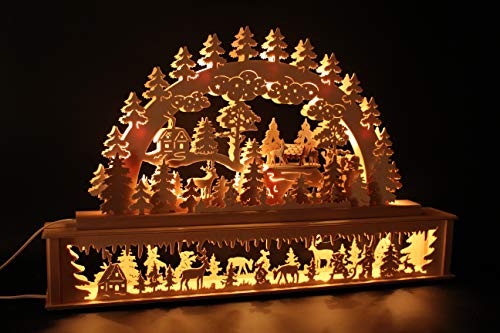 SchwibboLa 50 Verschiedene Original Erzgebirgischer Schwibbogen mit Erhöhung Lichterbogen XXL Verschieden Größen FREIE Auswahl (Motiv69: 72x45cm (BxH)) von SchwibboLa