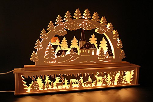 SchwibboLa 50 Verschiedene Original Erzgebirgischer Schwibbogen mit Erhöhung Lichterbogen XXL Verschieden Größen FREIE Auswahl (Motiv44: 72x45cm (BxH) von SchwibboLa