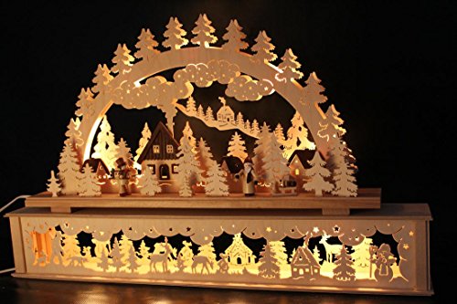 SchwibboLa 50 Verschiedene Original Erzgebirgischer Schwibbogen mit Erhöhung Lichterbogen XXL Verschieden Größen FREIE Auswahl (Motiv58: 72x45cm (BxH)) von SchwibboLa