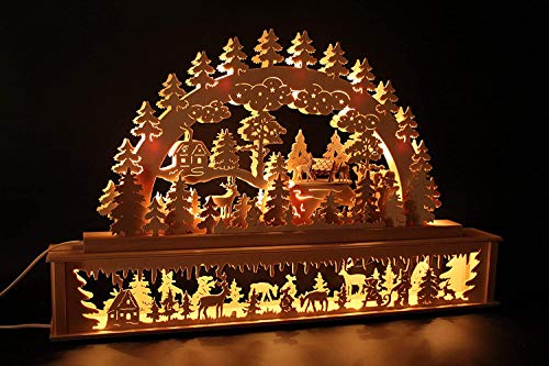 SchwibboLa 50 Verschiedene Original Erzgebirgischer Schwibbogen mit Erhöhung Lichterbogen XXL Verschieden Größen FREIE Auswahl (Motiv61: 72x45cm (BxH)) von SchwibboLa