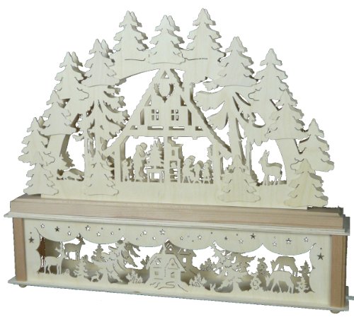 SchwibboLa KB 10-41 Erzgebirgischer Doppelt Beleuchteter Schwibbogen inklusive Erhöhung mit Zertifizierung, 52 x 42 cm 10-41 von SchwibboLa