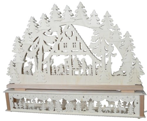 SchwibboLa KB 10-56 Erzgebirgischer Doppelt Beleuchteter Schwibbogen inklusive Erhöhung mit Zertifizierung, 72 x 51 cm 10-56 von SchwibboLa