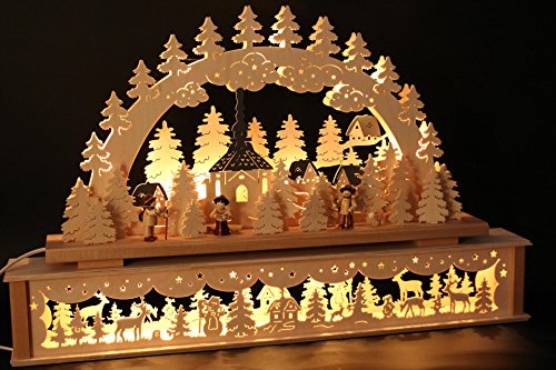 SchwibboLa Original Erzgebirgischer Schwibbogen mit Erhöhung Lichterbogen XXL Verschieden Größen FREIE Auswahl (Motiv5: 72x45cm (BxH)) von SchwibboLa