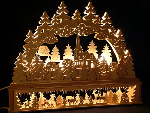 Schwibbogen P-KB273 Lichterbogen mit Erhöhung Made Erzgebirge Seiffen Maße: 72x55cm (BxH) von SchwibboLa