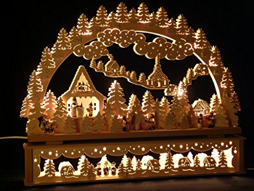 Schwibbogen P-KB315 Lichterbogen mit Erhöhung Made Erzgebirge Seiffen Maße: 72x45cm (BxH) von SchwibboLa