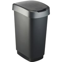 rothopro Abfalleimer TWIST, 50 l, schwarz/dunkelsilber von rothopro