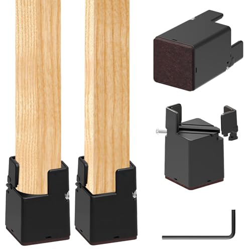 4 Stück Möbelerhöhung 5cm, Verstellbare Betterhöhung mit Schraubklemme, Betterhöher Schwerlast Stuhlerhöhungen, Möbelerhöher für 22-42mm Breite Quadrat & Runde Stuhlbein (5cm Schwarz) von SciFiVisi