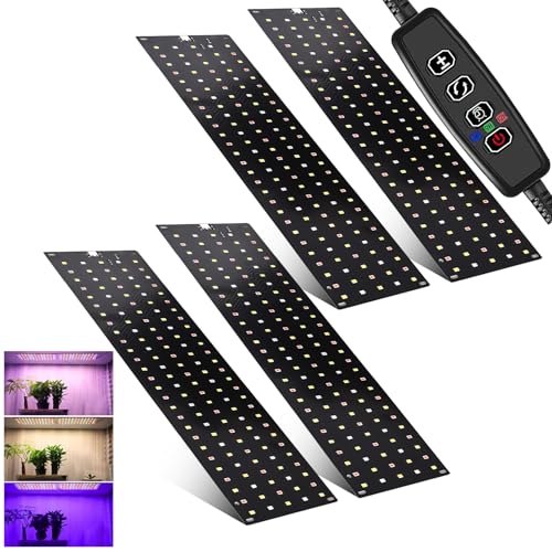SciFiVisi 4Stück Pflanzenlampe LED Vollspektrum, 540 LEDs Pflanzenlicht mit 3 Lichter Modi, Pflanzenleuchte für Zimmerpflanzen Grow Light mit Zeitschaltuhr, 10 Arten von Helligkeit von SciFiVisi