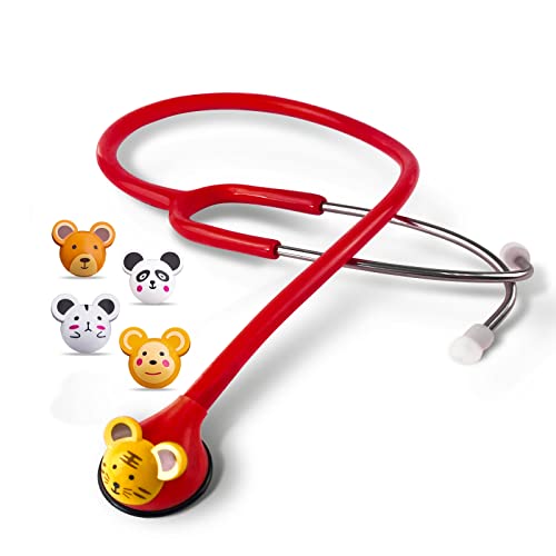 SCIAN HS-30Q Stethoskop für Kinder mit mehreren Farben, Cartoon Tiere Design Stethoskop für Kliniker, Krankenschwester, Heimgebrauch (Red) von Scian