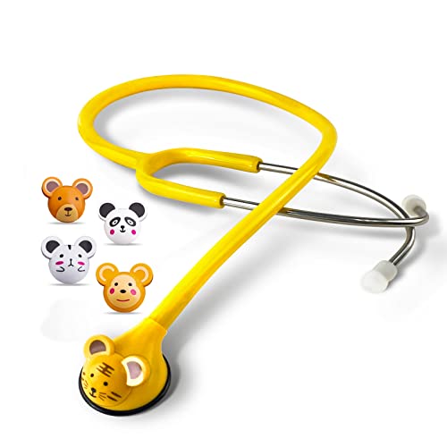 SCIAN HS-30Q Stethoskop für Kinder mit mehreren Farben, Cartoon Tiere Design Stethoskop für Kliniker, Krankenschwester, Heimgebrauch (Yellow) von Scian