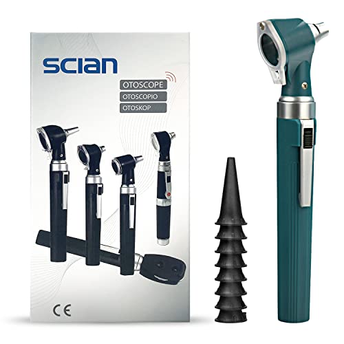 Scian Otoskop Kit – Ear Scope Otoskop mit LED Licht, 3 fache Vergrößerung, 4 Speculum Tips Größe, leichtes Diagnostik Ohrpflege-Tool für Kinder, Erwachsene, hunde, Heimgebrauch (Grün) von Scian