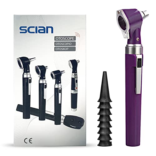 Scian Otoskop Kit – Ear Scope Otoskop mit LED Licht, 3 fache Vergrößerung, 4 Speculum Tips Größe, leichtes Diagnostik Ohrpflege-Tool für Kinder, Erwachsene, hunde, Heimgebrauch (Violett) von Scian