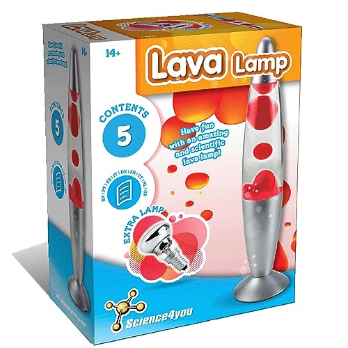 Science4you Lavalampe Rot für Kinder - Baue deine eigenen Lavalampen, Kinderlampe mit rotem Nachtlicht + Zusätzliche Glühlampe, Spielzeug, Spiele, Geschenke ab 8-14+ jahre für Jungen und Mädchen von Science4you