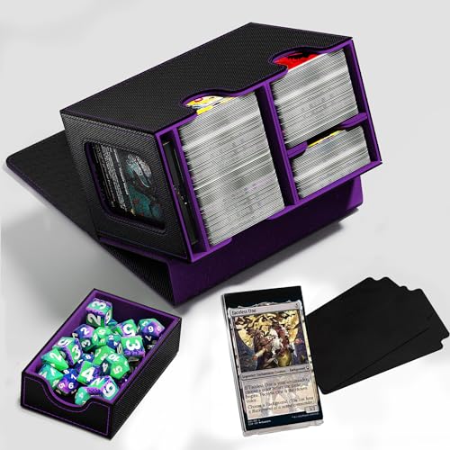 Scimi Commander Deck Showcase Box mit Würfelablage, hält bis zu 280+ Karten Sammelkarten Aufbewahrungsbox passend für TCG MTG YuGiOh - Patentiertes Design, verpackt mit 2 Trennwänden & 35PT Card Brick von Scimi