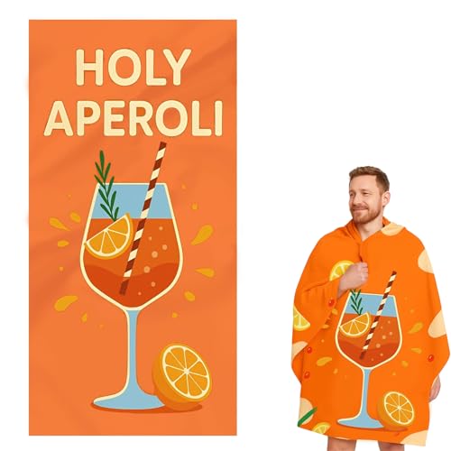 Aperol Spritz Design Strandtuch | XXL Strandhandtuch 90x180cm Mit Ultrafeinen Fasern – Sandfest Und Schnelltrocknend Ideal Für Strand, Praktisches Schnelltrocknendes Handtuch Als Tolle Geschenkidee von Scinzene