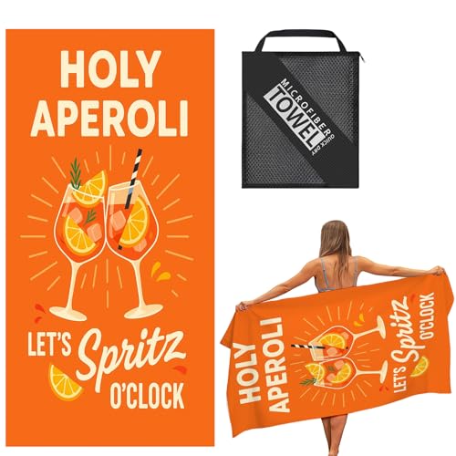 Design Strandtuch Strandhandtuch 90 x 180 cm, 85% Polyester, Schnell trocknend, Orangefarbenes Badetuch mit Weinmotiv, Inkl. Netzbeutel für Strand, Outdoor-Party & Reisen von Scinzene
