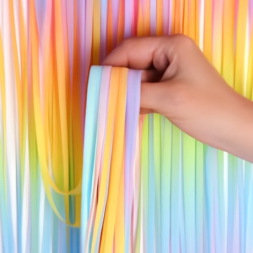 2 Stück Pride Lametta Vorhang Regenbogen Kindergeburtstag Party 1 x 2 m, Vorhänge Bunte Foto Hintergrund Wand Luftschlangen Deko, Jugendweihe Einschulung 90er Willkommen Fasching Karneval Deko von Scinzene