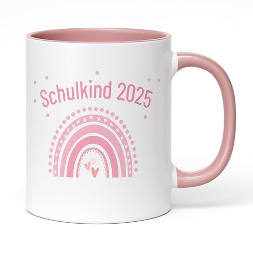Personalisierte Keramik-Tasse "Schulkind 2025" - Geschenk zur Einschulung für Mädchen - Regenbogen-Herzen-Design - 325ml - Für Erstklässler/Schüler der 1. Klasse - Rosa - Mit "Schulkind Tasse" Personalisierte Keramik-Tasse "Schulkind 2025" - Geschenk zur Einschulung für Mädchen - Regenbogen-Herzen-Design - 325ml - Für Erstklässler/Schüler der 1. Klasse - Rosa - Mit "Schulkind Tasse" von Scinzene