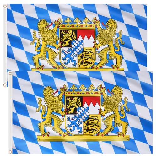 Scinzene 2 Stück Bayern Flagge150×90 Cm Oktoberfest Party Dekorationen, Bayern Fahne, Bayernfahne, Oktoberfest Deko, Mit Messing-Ösen - Wetterfeste Fahne Für Fahnenmast - 100% Polyester von Scinzene