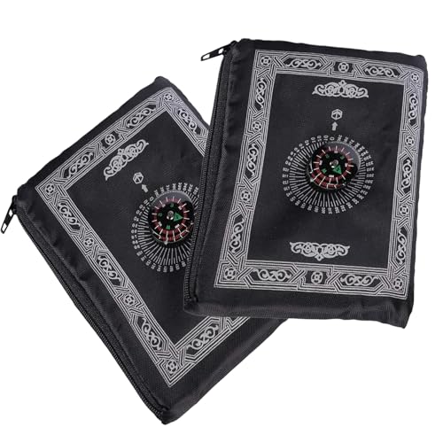 Scinzene 2 Stück Gebetsteppich Set - Tragbar und Leicht, Reisegebetsteppich mit Kompass, Elegante Seccade für Zuhause und Reisen von Scinzene