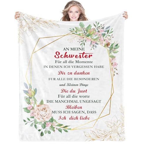 Scinzene Große Schwester Geschenk, Beste Schwester Kuscheldecke Mit Spruch, Geschenk Zur Geburt Mädchen, Flauschige Decke 130x150cm Scinzene Große Schwester Geschenk, Beste Schwester Kuscheldecke Mit Spruch, Geschenk Zur Geburt Mädchen, Flauschige Decke 130x150cm von Scinzene