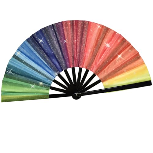 FloralGrace Regenbogen-Fächer | Großer Rave-Handfächer mit Goldaczenten & Glitzer | Leicht, Tragbar & Stylisch | Ideal für Festivals, Pride-Events, Raves & Partys | Ungefaltet 35x64cm FloralGrace Regenbogen-Fächer | Großer Rave-Handfächer mit Goldaczenten & Glitzer | Leicht, Tragbar & Stylisch | Ideal für Festivals, Pride-Events, Raves & Partys | Ungefaltet 35x64cm von Scinzene