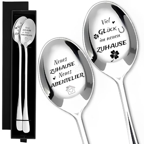 Einzugsgeschenke Wohnung Set, 2 Stück Kaffeelöffel, Einweihungsgeschenk Haus, Einzugsgeschenke Haus, Geschenk Zum Einzug Ins Haus, Ür Frauen Freundin Richtfest Geschenk Zum Einzug Neues Zuhause Hauss von Scinzene