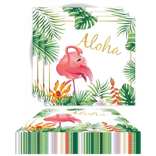 40 Stück Flamingo Servietten, Servietten Flamingo Sommer Servietten Hawaii Servietten, Einmalige Papier Servietten Flamingo Mittagstisch Servietten Für Flamingo Festival Abendessen Party (33 * 33cm) von Scinzene