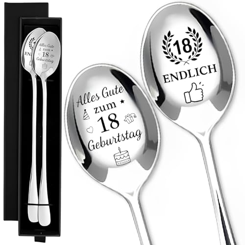 18 Geburtstag Geschenk Set, 2er Kaffeelöffel Mit Gravur Alles Gute Zum 18 Geburtstag/Endlich 18, Für 18. Geburtstag Junge, 18. Geburtstag Mädchen, Geschenke Zum 18 Geburtstag Mädchen 18 Geburtstag Geschenk Set, 2er Kaffeelöffel Mit Gravur Alles Gute Zum 18 Geburtstag/Endlich 18, Für 18. Geburtstag Junge, 18. Geburtstag Mädchen, Geschenke Zum 18 Geburtstag Mädchen von Scinzene